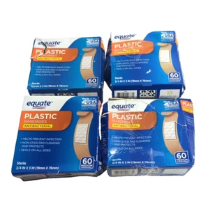 (4) Vendajes de plástico medianos antibacterianos equivalentes 3/4"X3" 60 unidades cada uno - Imagen 1 de 2