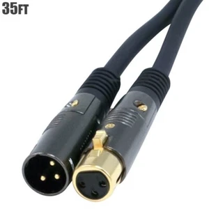35FT Premium 3-Pin XLR Male to Female Microphone Mic Cable Extension Cable Gold - Picture 1 of 1