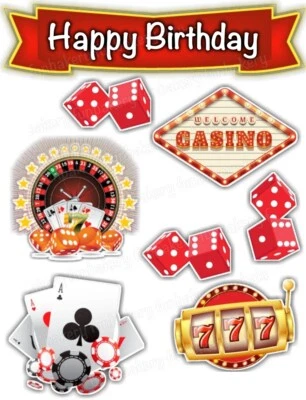 Casino Muffin Tortenbild Aufleger Party Deko Geschenk Vegas Poker Karten essbar - Bild 1 von 4