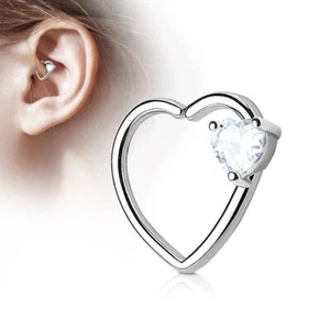 Piercing Ohr Knorpel Daith Strasssteine Herz Weiß - Bild 1 von 1