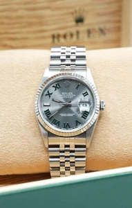 Gents Steel & White Gold Rolex Datejust 36 16234 Custom Wimbledon Diamond Dial - Picture 1 of 6