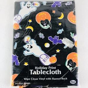 NUEVO Mantel de Vinilo Redondo Elrene Haunted Halloween 60” Calabaza Fantasma Murciélago - Imagen 1 de 7