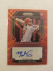 2022 Panini Prizm Matt Vierling RC Autograph #RA-MV Red Wave Auto 34/75 Phillies - Picture 1 of 2