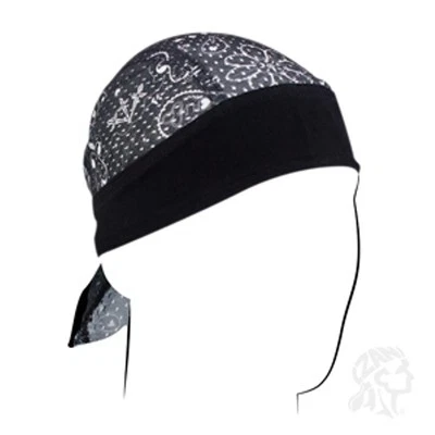Premium Black Paisley Vented Sport Side Stetch Sweatband Durag Head Wrap Biker — 第 1/4 张图片