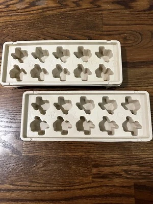 LOTE DE 2 bandejas de cubitos de hielo en forma de Texas TEXICE de plástico beige Foto 1 de 4