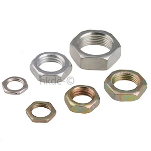 Sechskantmutter Flache Muttern mit Feingewinde DIN 936 Stahl M7,8,9,10,12,14,16 - Picture 1 of 5