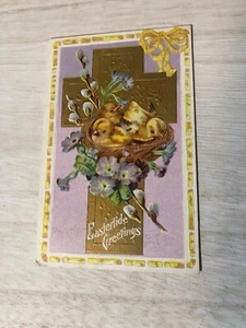 Vintage 1910 Eastertide Greetings Chicks Nest Postcard Pmarked March 1910 PC34 - Picture 1 of 9