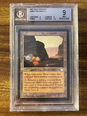 MTG✨GEMSTONE MINE ✨Weatherlight BGS Quad 9’s+ MINT Uncommon LAND 1997 BROM Art - Image 1 of 4