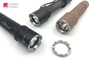 Smooth Stainless Steel Crenelated Bezel Ring for Surefire Z44, 6P 9P C2 C3 G2 G3 - Picture 1 of 2