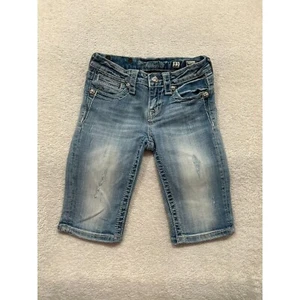 Miss Me Girls Bling Wing Flap Rhinestones Distressed Bermuda Shorts 12 - Picture 1 of 8