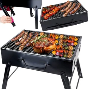 Grill Holzkohlegrill Tragbar Standgrill Klappgrill Camping Schwarz BBQ Holzkohle - Bild 1 von 10