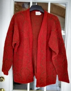 Vintage Damen Leslie Fay Open Front Cardigan Pullover Größe M Rostbraun  - Bild 1 von 3
