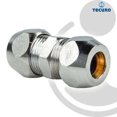 tecuro Doppel-Quetschverschraubung für Kupferrohr, Messing verchromt - Bild 1 von 4
