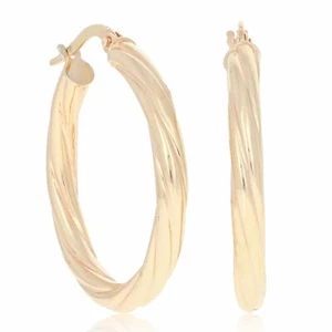 New MILOR GOLD Made In Italy 14k Gold 1 inches Hoop Earrings - Picture 1 of 7