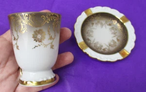 Eberthal 1832 Bavaria Qualitats Porzellan W Germany Egg Cup Ash Tray Gilt Brown - Picture 1 of 18