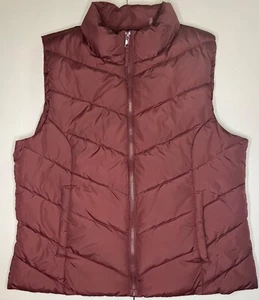 Cole Haan Chevron gesteppte gefütterte Weste Trandy dunkelrosa mauve Damen Größe L - Bild 1 von 8