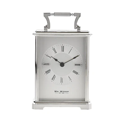 William Widdop Silver Colour Design Roman Numerals Carriage Clock - Image 1 of 4