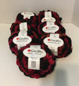 LOTTO di 7 Filati Grossi Gedifra Marchella Colore Rosso/Nero - Foto 1 di 5