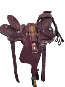 Rorough Wade Tree Wide Gullet Western Leder Pferdesattel mit Tack Set 16". - Bild 1 von 9