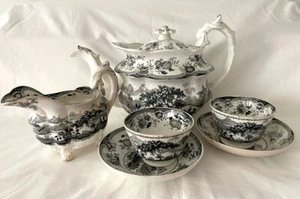 Antique Davenport Staffordshire Transferware - 6 Pieces - Picture 1 of 9
