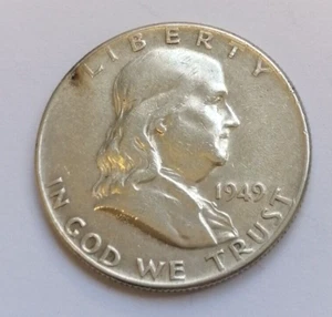 HALF DOLLAR  BENJAMIN FRANKLIN  ANNO 1949   ARGENTO      OTTIMA CONSERVAZIONE !! - Picture 1 of 3