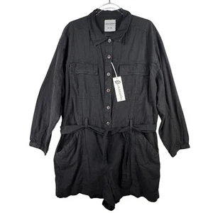 Chelsea DeBoer Mameluco Mono Mezcla de Lino Cinturón Manga Larga Negro XL/XXL Grunge - Imagen 1 de 10
