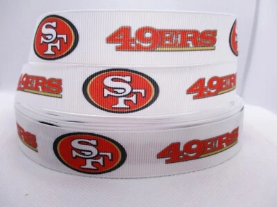 San Francisco 49ers Football 7/8" Grosgrain Ribbon~ YOUR CHOICE 5or10 Yard (NFL) - Image 1 of 3