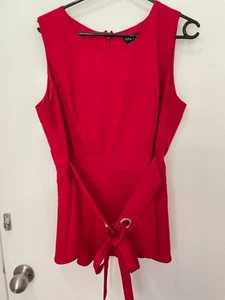 CITY CHIC RED TOP SIZE XS SLEEVELESS TIE FRONT PEPLUM - Picture 1 of 4