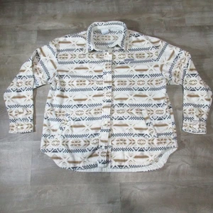 Columbia Men’s Fleece Shirt Jacket XL Ivory Patterned Outdoors Aztec Button up - Picture 1 of 9