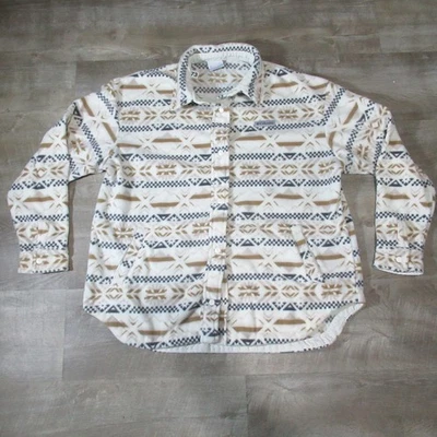 Columbia Men’s Fleece Shirt Jacket XL Ivory Patterned Outdoors Aztec Button up - Image 1 of 4