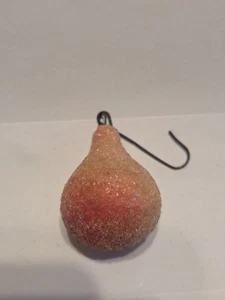 Antiguo adorno de Navidad de pera de mica de algodón hilado Alemania - Imagen 1 de 4