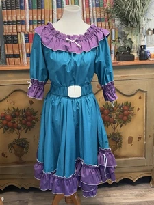 Vintage Fancy Fashions Purple Blue Square Dance Set Outfit S/M - Picture 1 of 5