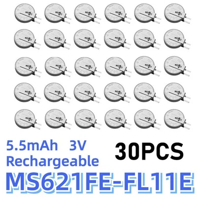 30 PCS MS621FE FL11E 5.5mAh Rechargeable 3V Battery Coin Button Cell Navigation - Image 1 of 4