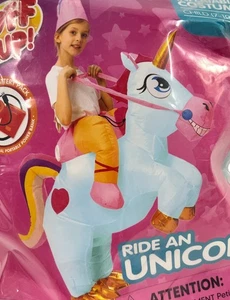 Aufblasbares Kinderkostüm, Reiten auf einem Einhorn Alter 7-10 Batterien nicht enthalten - Bild 1 von 8