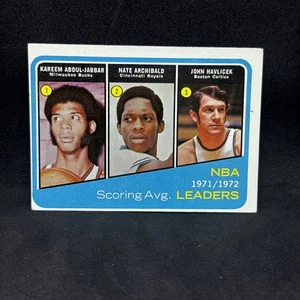 1972-73 Topps NBA Scoring Avg Leaders JABBAR ARCHIBALD HAVLICEK #172 - Picture 1 of 2