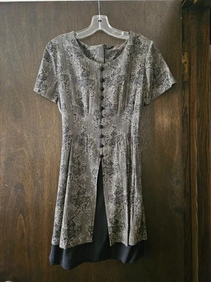 Vestido All That Jazz Vintage Gris y Negro, Sin Signos Visibles de Desgaste, Talla 7/8 Foto 1 de 4