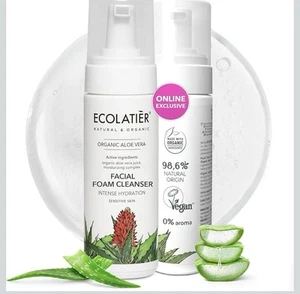 Lot of 2 Foaming facial cleanser, Organic Aloe Vera, 98.6% Natural vegan, gentle - Picture 1 of 9