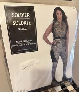 Plus Size Soldier Costume XXL Halloween Sexy Catsuit Camo Sleeveless 18 20 Party - Picture 1 of 9