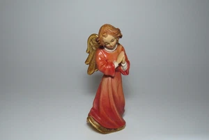 Anri Angel Praying 3.25" Carved Wood Sculpture Gilt Gold Wings - Picture 1 of 6