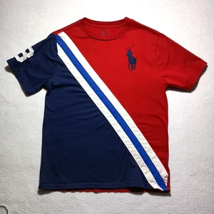 Polo Ralph Lauren Big Pony T-Shirt Boys Youth L 14-16 Blue Red Short Sleeve - Picture 1 of 12