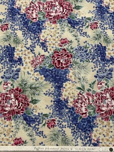Hoffman International Fabrics Pink Blue Beige Silver Metallic Floral 2 yds - Picture 1 of 1