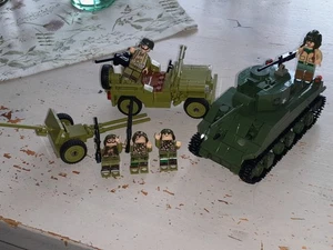 Klemmbausteine WW2 US Soldaten Panzer Jeep PAK Cobi, Lego Sluban - Bild 1 von 3