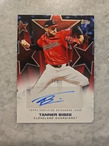 2025 Topps Series 2 Auto Red /5 Tanner Bibee Baseball Stars Guardians Autograph - Bild 1 von 2