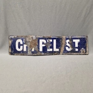 Vintage Enamel Chapel St Street Sign - Picture 1 of 11