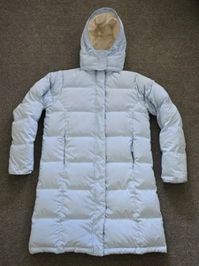 LL Bean Womens SMALL Light Blue Parka Puffer Jacket Coat Goose Down Long 0 BCU6 - Picture 1 of 13
