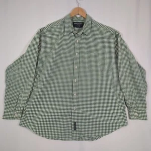 Abercrombie & Fitch Shirt Mens Large Green Gingham Cotton Long Sleeve Pocket - Picture 1 of 9