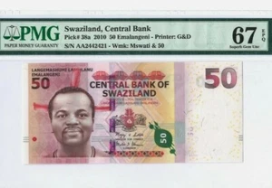 2010 Swaziland 50 Emalangeni PMG67 EPQ SUPERB GEM UNC【P-38a】 - Picture 1 of 2