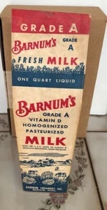 Vintage Milk Carton 1950's Barnum's Creamery Waxed Container Dairy Farm Grocery - Picture 1 of 7