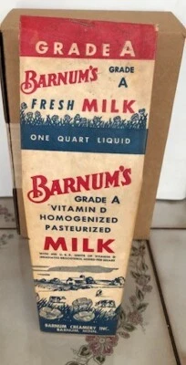 Vintage Milk Carton 1950's Barnum's Creamery Waxed Container Dairy Farm Grocery - Image 1 of 4