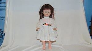 Jolly Toys Plastic 15" Doll-Dark Brown Hair/ Hazel Eyes-Close - Picture 1 of 10